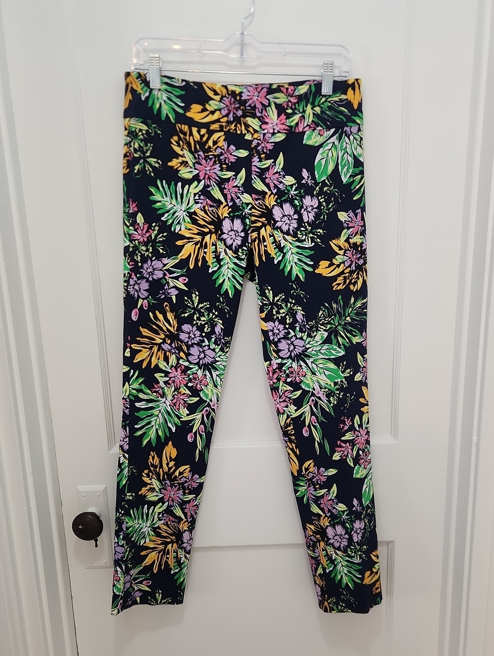 Elliott Lauren Women's Floral Control Stretch Pull-on Ankle Pants Size 8